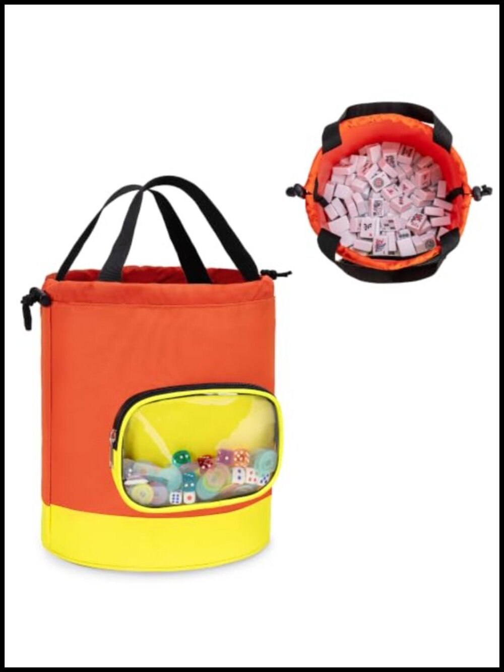 Large Mahjong Tile Storage Bag with Drawstring - Nylon Travel Organizer